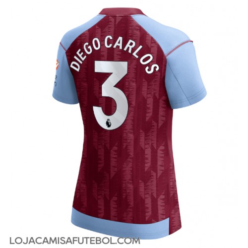 Camisa de Futebol Aston Villa Diego Carlos #3 Equipamento Principal Mulheres 2023-24 Manga Curta